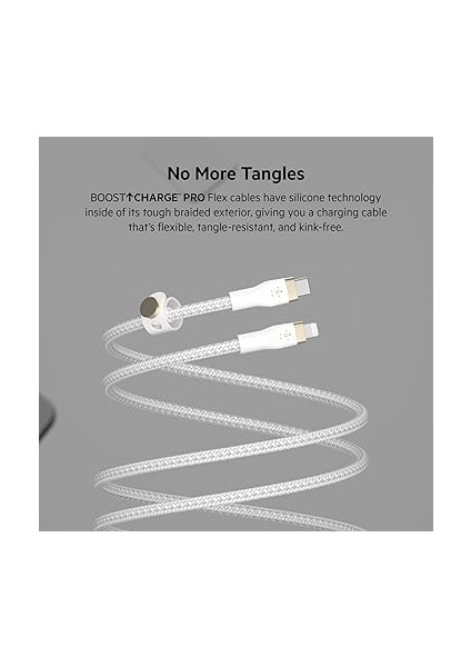 Boostcharge Pro Flex Örgülü Usb-C/lightning Kablosu, 1 M, Mfı Sertifikalı, 20 W, Hızlı Şarj Için, Pd Power Delivery Ile, iPhone 14/14 Plus, 13, 12, Pro, Max, Mini Gibi Cihazlar Için, Beyaz indirimleri