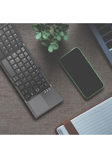 Katlanabilir Bluetooth Klavye, Rock & Rown Cep Boyutunda Taşınabilir Kablosuz Klavye Touchpad ile Mac Os, Android, Windows, Linux, Pc, Tablet Için, Şarj Edilebilir Li-Ion Pilli, Koyu Gri indirimleri