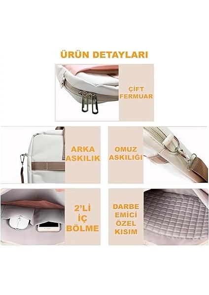 Honor Pad 9 12.1 Inch Tablet Için Tablet Çantası 2 Bölmeli AL4227 Krem Pembe Mavi fırsatları