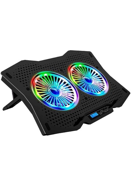 Ad-Rc9 Tornado Siyah 115-115 -15MM (2 Adet) Fanlı 10''-18'' Rgb Işıklı Notebook Soğutucu Stand