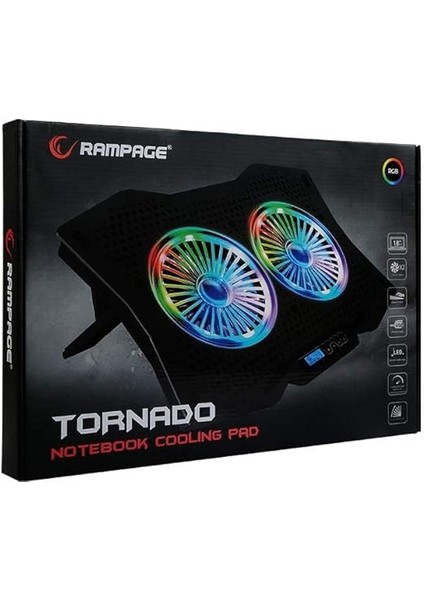 Ad-Rc9 Tornado Siyah 115-115 -15MM (2 Adet) Fanlı 10''-18'' Rgb Işıklı Notebook Soğutucu Stand indirimleri