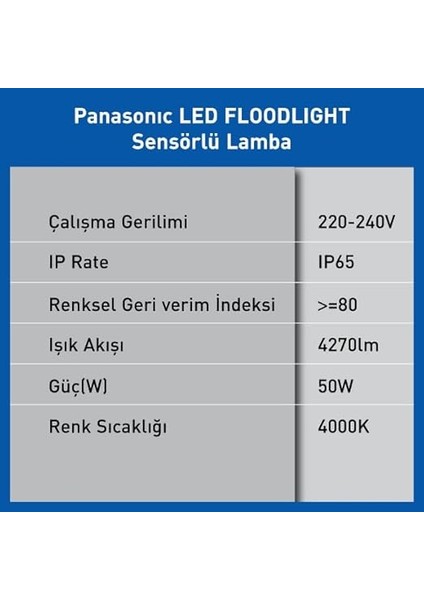 LED Floodlıght Sensor 50W 4270LM 4000K Kelvin-Sarı Işık fırsatları