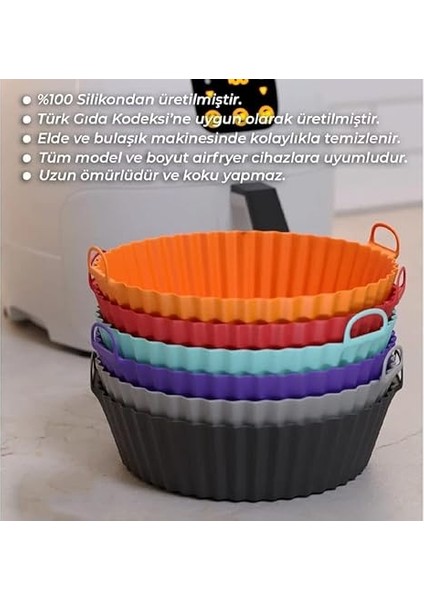 Airfryer Silikon Pişirme Kabı 20X5 cm Bpa Içermez Airfryer Pişirme Kağıdı, Yapışmaz Kolay Temizlenir, Silikon Pişirme Kalıbı (Turuncu) fiyatları