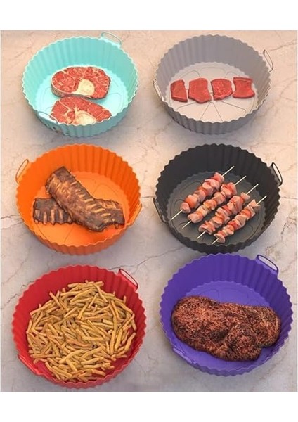 Airfryer Silikon Pişirme Kabı 20X5 cm Bpa Içermez Airfryer Pişirme Kağıdı, Yapışmaz Kolay Temizlenir, Silikon Pişirme Kalıbı (Turuncu) modelleri