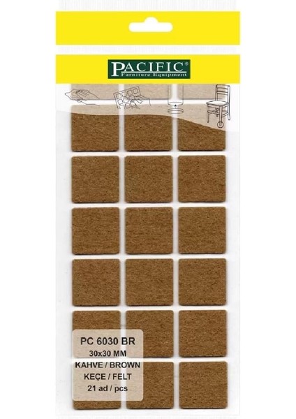 Mobilya Keçesi,kendinden Yapışkanlı Zemin Koruyucu Kahverengi (30X30MM) fiyatları