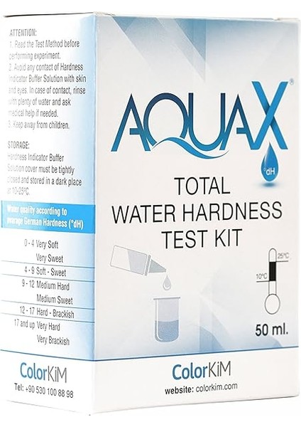 - Aquax Yerli Üretim, 50 ml Toplam Su Sertlik Test Kiti | Basitçe Damlat Gör Yöntemi | Kalibrasyon Gerekmez! fiyatları