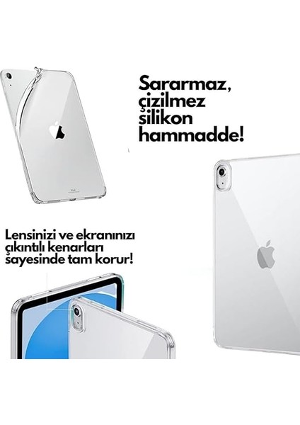 iPad 10. Nesil 10.9 Inç Uyumlu Şeffaf Silikon Tablet Kılıfı Kapak Renksiz 2022 fırsatları