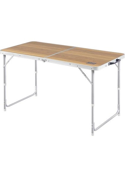 Portatif Kamp Masası, 3 Yükseklik Ayarlı, Katlanır Piknik Masası, Kolay Taşınabilir Alüminyum Masa - 120X60 - Hareli Ceviz