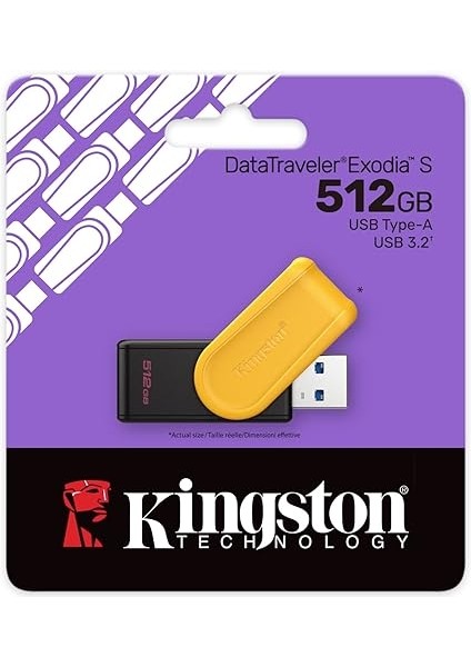 Datatraveler Exodia S USB Bellek - 512GB - USB 3.2 Gen 1 - USB Tip A - Siyah/sarı modelleri