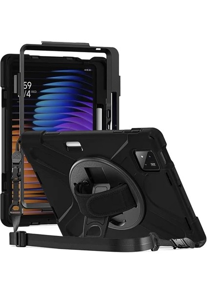 Xiaomi Pad 7/pad 7 Pro 11,2 Inç Uyumlu Kılıf Defender Tank Zırh Silikon Askılı Standlı Kılıfı