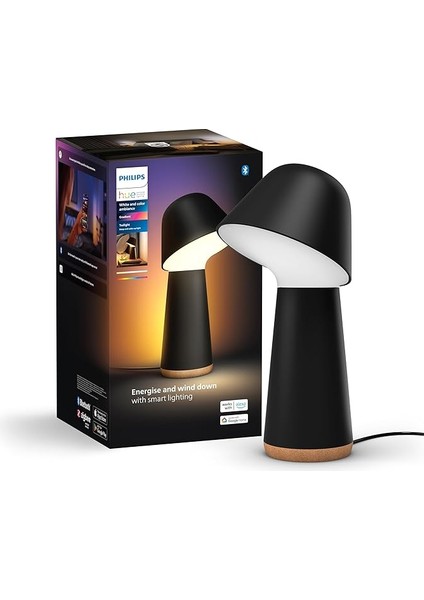 Hue Twilight Beyaz ve Renkli Ambiyans Masa Lambası, Siyah