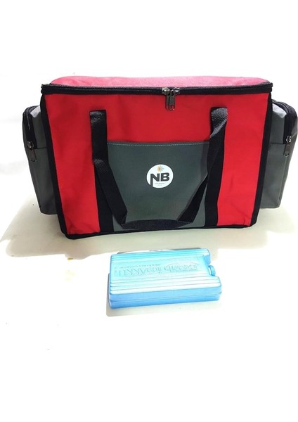 Yalıtımlı Piknik Soğutucu Çanta, Yan Cepli, Taşıma Askılı, Orta Boy, (Kırmızı-Gri) fiyatları