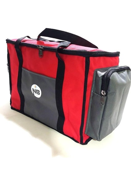 Yalıtımlı Piknik Soğutucu Çanta, Yan Cepli, Taşıma Askılı, Orta Boy, (Kırmızı-Gri) fırsatları