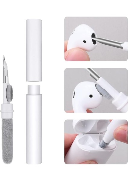 Airpod Temizleme Kiti, Süngerli 3'ü 1 Arada Airpod Temizleyici Kalem, Kablosuz Kulaklıklar Temiz Kalem, Toz Giderme Kulaklıkları Cep Telefonu Için Çok Fonksiyonlu Kulaklık Temizleme Kiti -