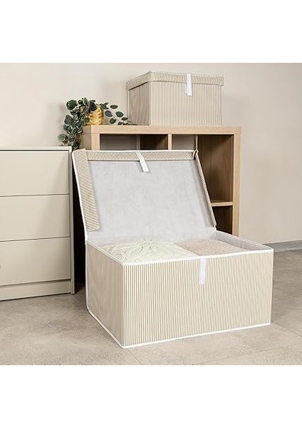 Home Çok Amaçlı Kapaklı Sandık Tipi Hurç Organizer – Büyük Boy Saklama Kutusu – Dolap Içi, Yatak Altı ve Baza Altı Için Sert ve Dayanıklı Depolama Çözümü – Katlanabilir (Krem, 60X40X30 Cm) fiyatları