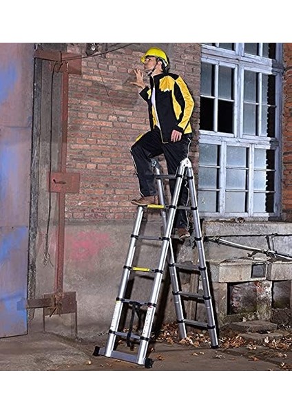 Alüminyum Çift Yönlü Teleskopik Merdiven (Seçenekli) (4,4 Metre - 2x7 Basamak) modelleri