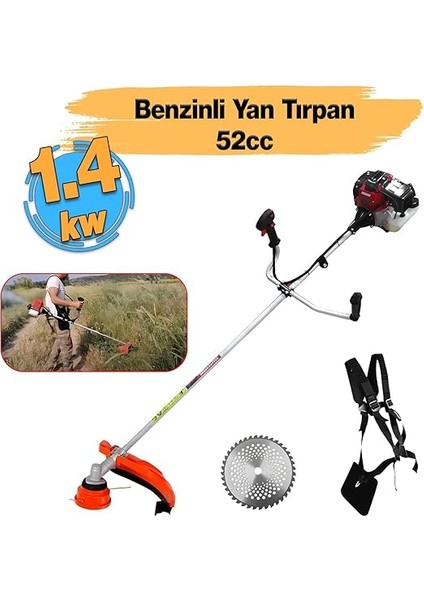 CG520 Benzinli Yan Tırpan Çim Biçme Testeresi 1.4 Kw 51.7 cc Bisiklet Kollu Omuz Askılı Misina indirimleri