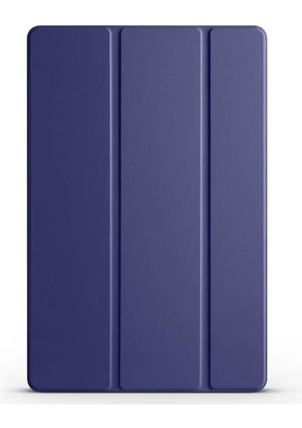 Samsung Galaxy Tab A9 ile Uyumlu Tablet Kılıfı Smart Cover Uyku Modlu Standlı Arkası Sert Şeffaf Kapak - Lacivert