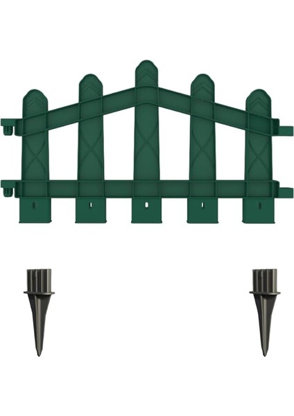 Plastik Bahçe ve Peyzaj Çiti 8 Adet Çit (Y: 32 Cm/g: 4.4 M) Toprak Ayaklı (Yeşil)