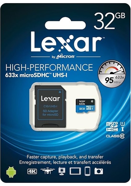 Yüksek Performanslı Microsdhc 633X 32 GB Uhs-I Hafıza Kartı W/sd Adaptör – LSDMI32GBBEU633A fiyatları