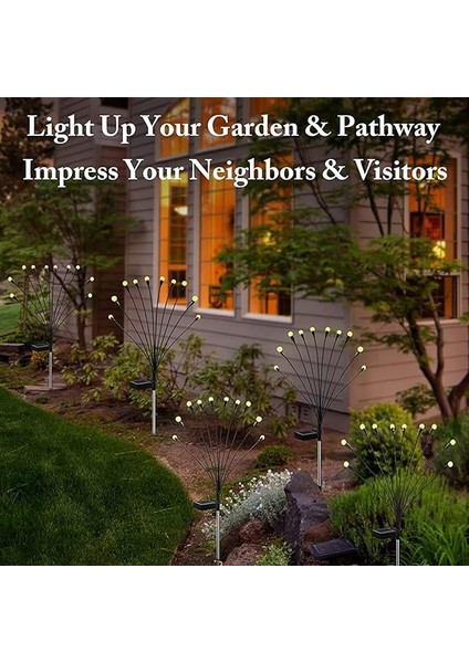 2 Paket 10 Kafalı Güneş Sallanan Ateş Böceği Lambaları Akıllı Işık Kontrolü Dış Mekan Su Geçirmez Toprak Fişi Bahçe Atmosferi Dekorasyonu fırsatları