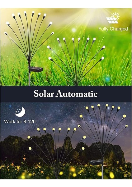 2 Paket 10 Kafalı Güneş Sallanan Ateş Böceği Lambaları Akıllı Işık Kontrolü Dış Mekan Su Geçirmez Toprak Fişi Bahçe Atmosferi Dekorasyonu indirimleri