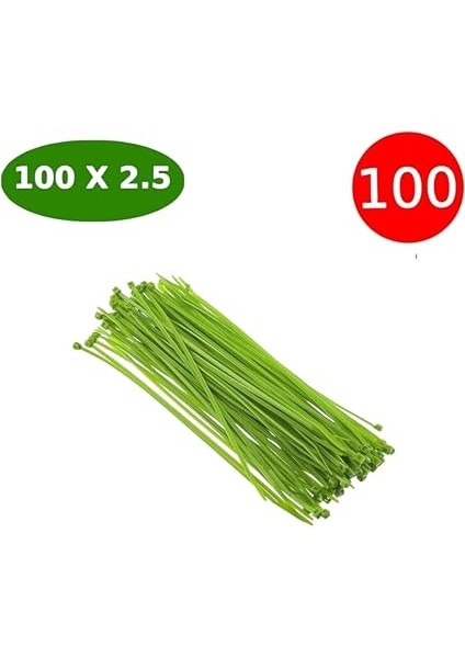Yeşil Plastik Kablo Bağı Seti | 100MM x 2.5mm | 100 Adet | Dayanıklı Cırt Kelepçe | Kablo Düzenleyici ve Sabitleyici fiyatları