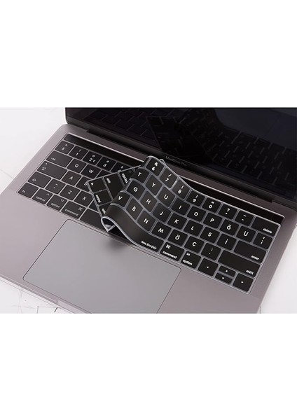 Macbook Pro Klavye Koruyucu (Us To Tr) Touchbarlı 13INÇ A1706 A1989 A2159-15INÇ A1707 A1990 ile Uyumlu Siyah