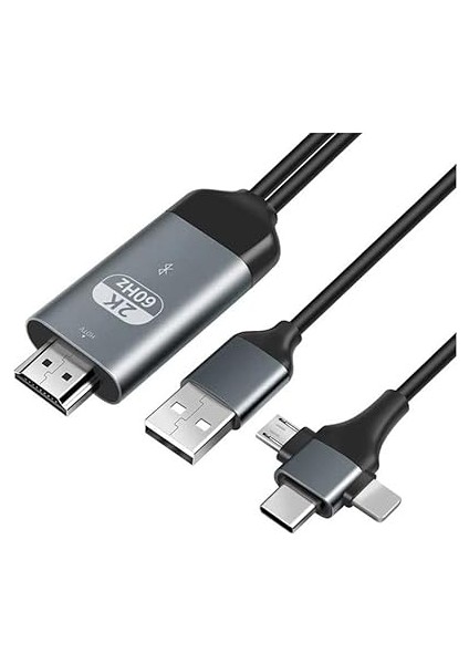 G03-C Combo 3in1 Lightning/micro Usb/type-C To HDMI Ios Android Görüntü Aktarıcı Kablo 2 Metre