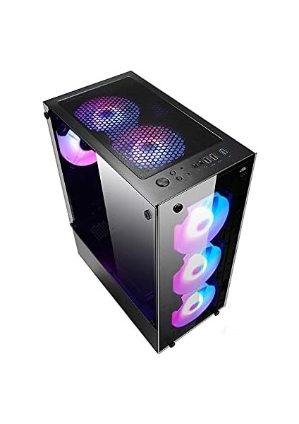 GF-8307 Glass 6X120MM Rainbow Fanlı Oyuncu Kasası fırsatları