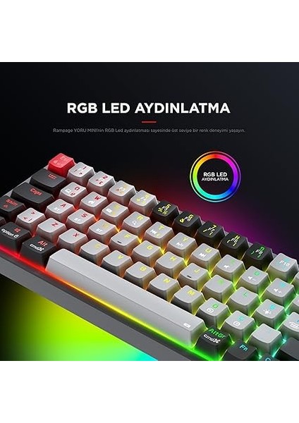 Yoru Mini Type-C Bağlantı Rgb Mekanik Gaming Oyuncu Klavyesi Red Switch Q Tr Hot Swap indirimleri