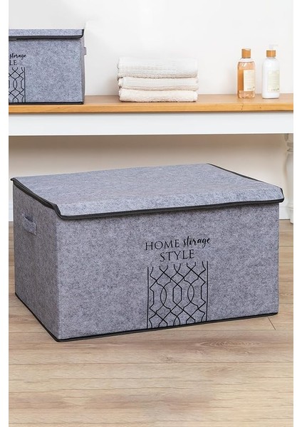 Kapısı Keçe Çok Amaçlı Kapaklı Düzenleyici Kutu (Mega Plus, Gri)