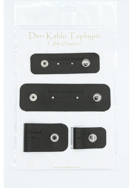Qualitala Deri Kablo Toplayıcı Set Açık Kahve 3 Büyük 3 Küçük (Siyah)