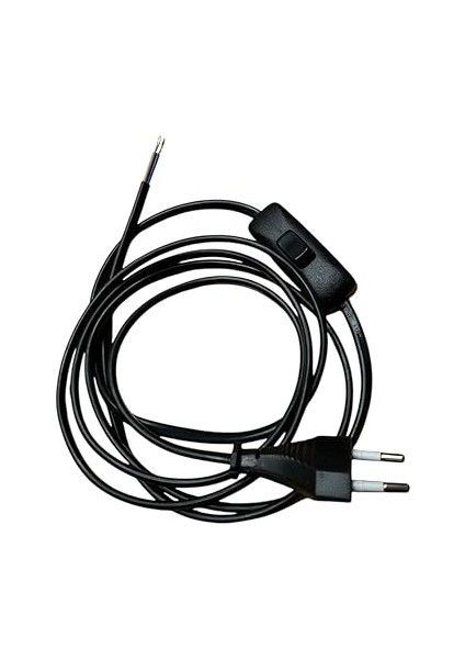Adet Fişli Anahtarlı Arapuarlı Hazır Kablo | 2 Metre, 0.50 Mm² Siyah | Aplik, Abajur, Masa Lambası, LED Trafosu Için Pratik Uzatma Kablosu (3) fiyatları