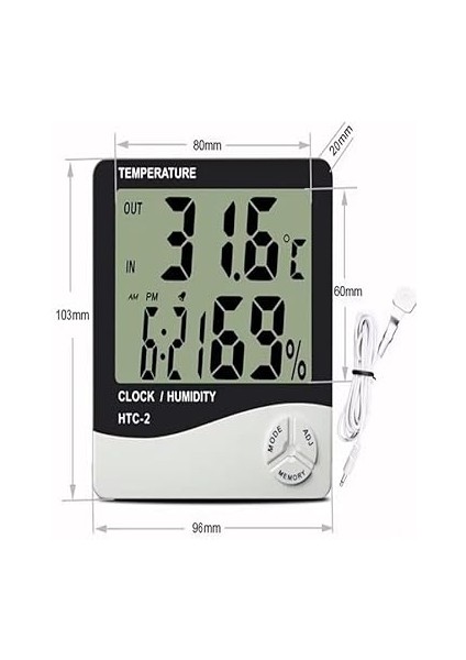Dijital Termometre Sıcaklık ve Nem Ölçer Higrometre Masa Alarm, Problu Dijital Termometre, Problu Sıcaklık ve Nem Ölçer indirimleri
