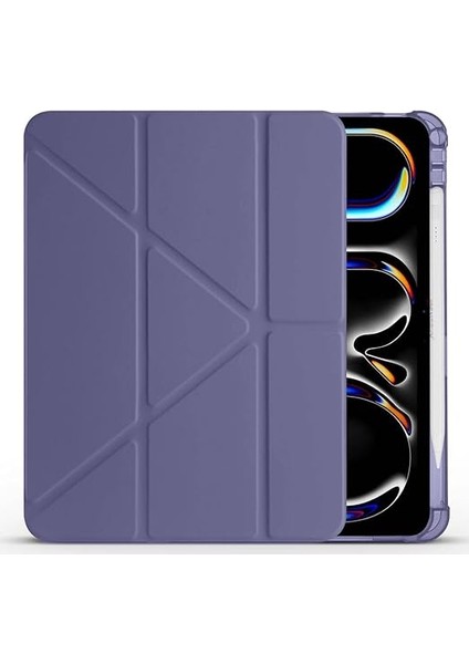 Pro 11 Inç M4 2024 Ile Uyumlu Kılıf Üçgen Katlanabilir Kalem Şarj Bölmeli Kılıf A2836 A2837 A3006 Lavanta modelleri
