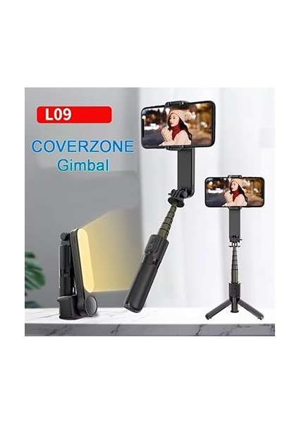Akıllı Telefonlar Için Gimbal Stabilizator Kendinden Işıklı Ultra Hafif 360 Derece Dönebilen Başlık Android ve iPhone Katlanabilir Video Kaydı Için Sabitleyici L09 fırsatları