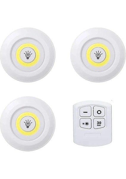 LED Işık Kablosuz Uzaktan Kumandalı Dolap Içi LED Ampul Seti 3lü Set Gece Lambası Spot Lamba fiyatları