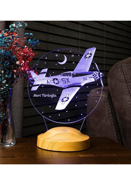 Hediyesi, Isimli Uçak Figürlü Hediye, Isimli Pilot Hediyesi, Uçak Tasarımlı Pilot Hediyesi, Kişiye Özel LED Lamba