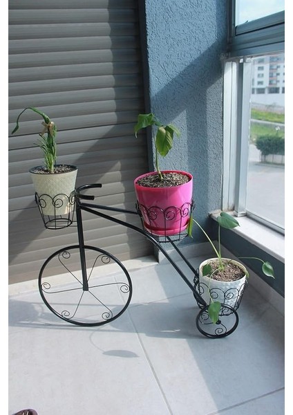 Gözlü Ferforje Bisiklet Saksılık Metal Çiçeklik Dekoratif Bitki Standı