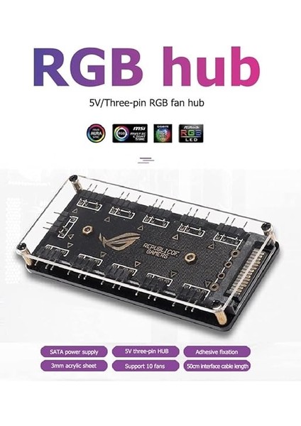 4847 Argb Rgb LED 3 Pin 11 Port 5V Sata Power Güç Fan Çoklayıcır Şerit Hub Kablo Splitter fırsatları