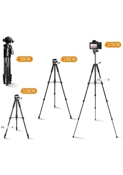 Kamera Tripodu Kalın Gövdeli Sağlam Aliminyum Profesyonel Telefon Tutucu Çantalı 175 cm Tripod Neepho F8850 Bluetooth Kumandalı 175CM modelleri