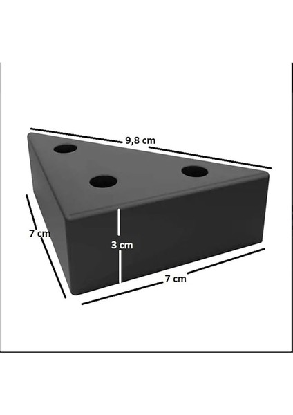 4 Adet Üçgen, Masa, Dolap Piramit Mobilya Ayağı 3 cm Siyah 4 Adet modelleri