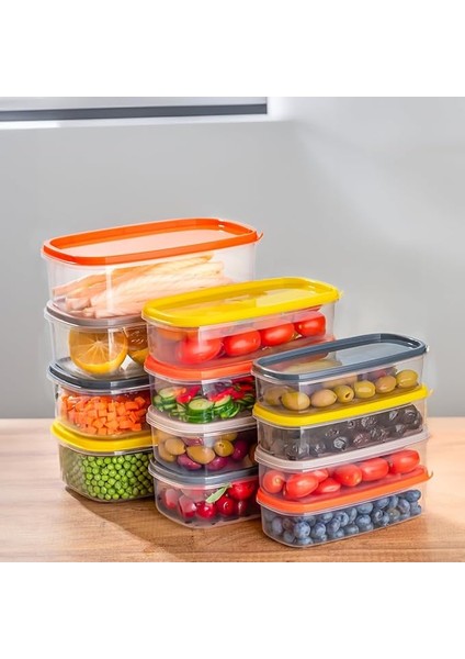 1001 12 Li Derin Dondurucu Mikrodalga Saklama Kabı - Çok Amaçlı Gıda Erzak Saklama Kabı Seti