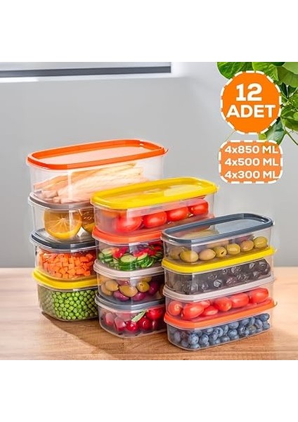 1001 12 Li Derin Dondurucu Mikrodalga Saklama Kabı - Çok Amaçlı Gıda Erzak Saklama Kabı Seti fiyatları
