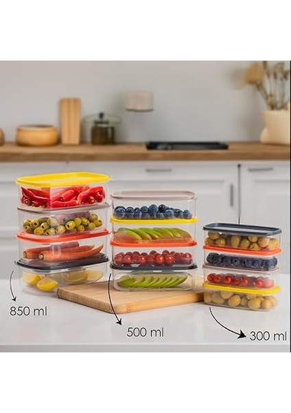 1001 12 Li Derin Dondurucu Mikrodalga Saklama Kabı - Çok Amaçlı Gıda Erzak Saklama Kabı Seti modelleri