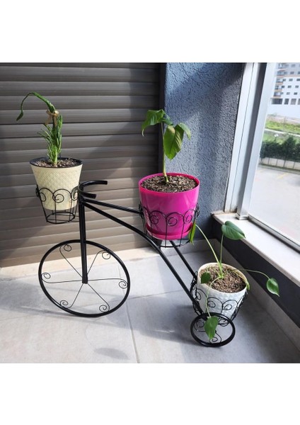 Gözlü Ferforje Bisiklet Saksılık Metal Çiçeklik Dekoratif Bitki Standı fırsatları