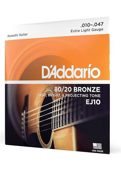 EJ10 Akustik Gitar Tel Seti, 80/20 Bronze, Extra Light