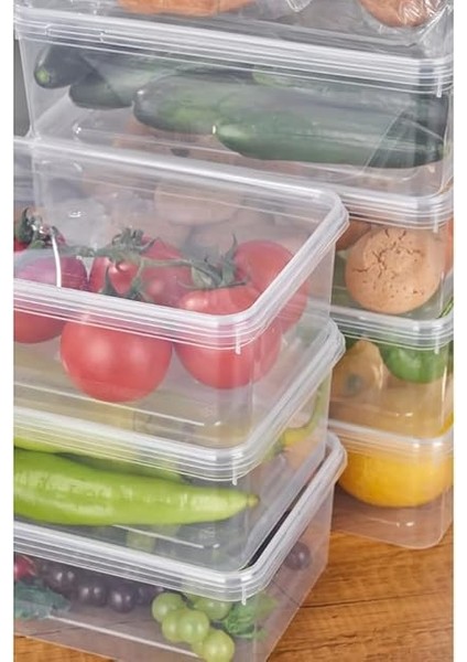 - 10'lu Set Saklama Kabı, 10 Adet 2000ML Dikdörtgen Şeffaf Kendinden Kapaklı Saklama Kabı, Bpa Içermez, Buzdolabı, Dondurucu ve Dolap Organizeri indirimleri