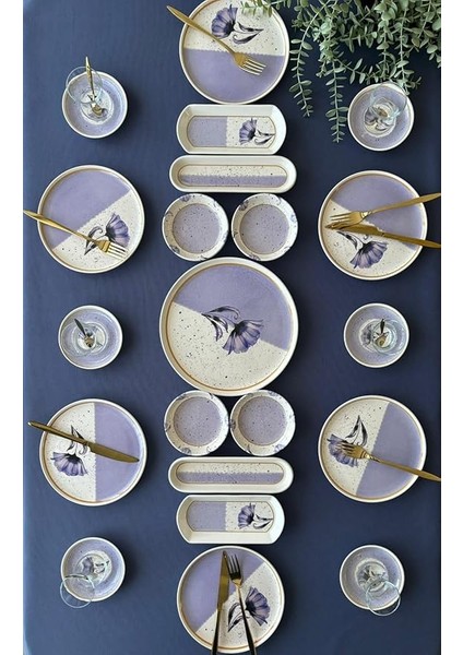 Gelincik Model 6 Kişilik 21 Parça Çay Tabaklı Kahvaltı Takımı